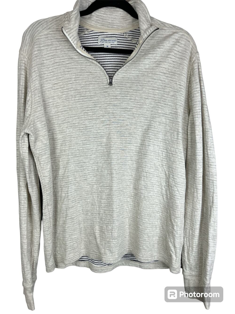 J. Crew Knit Goods Beige Tan Long Sleeve Quarter Zip Pullover Sweatshirt Size M